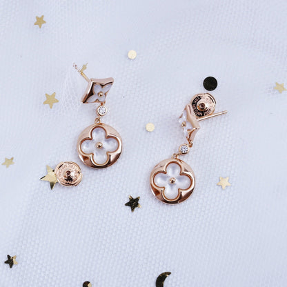 [Clover Jewels]STAR AND SUN PINK GOLD MOP DROP EARRINGS