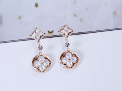 [Clover Jewels]STAR AND SUN PINK GOLD MOP DROP EARRINGS