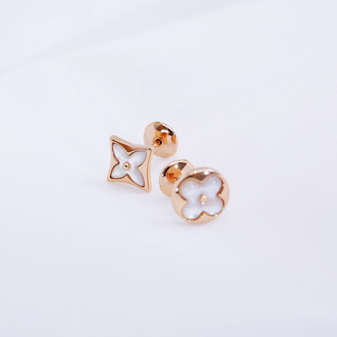 [Clover Jewels]STAR AND SUN PINK GOLD MOP STUD EARRINGS