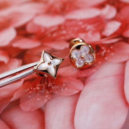 [Clover Jewels]STAR AND SUN PINK GOLD MOP STUD EARRINGS