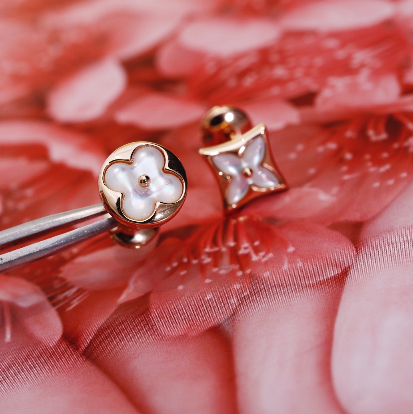 [Clover Jewels]STAR AND SUN PINK GOLD MOP STUD EARRINGS