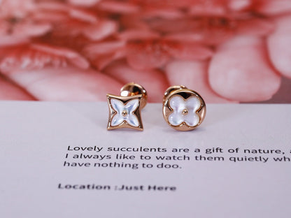 [Clover Jewels]STAR AND SUN PINK GOLD MOP STUD EARRINGS