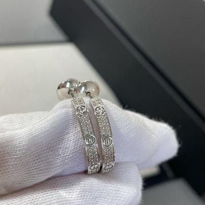 [Clover Jewels]LOVE DIAMOND SILVER HOOP EARRINGS