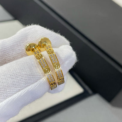 [Clover Jewels]LOVE DIAMOND GOLD HOOP EARRINGS