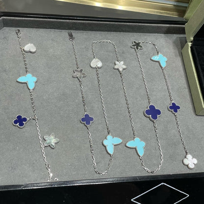 [Clover Jewels]LUCKY CLOVER SILVER 11 MOTIF NECKLACE