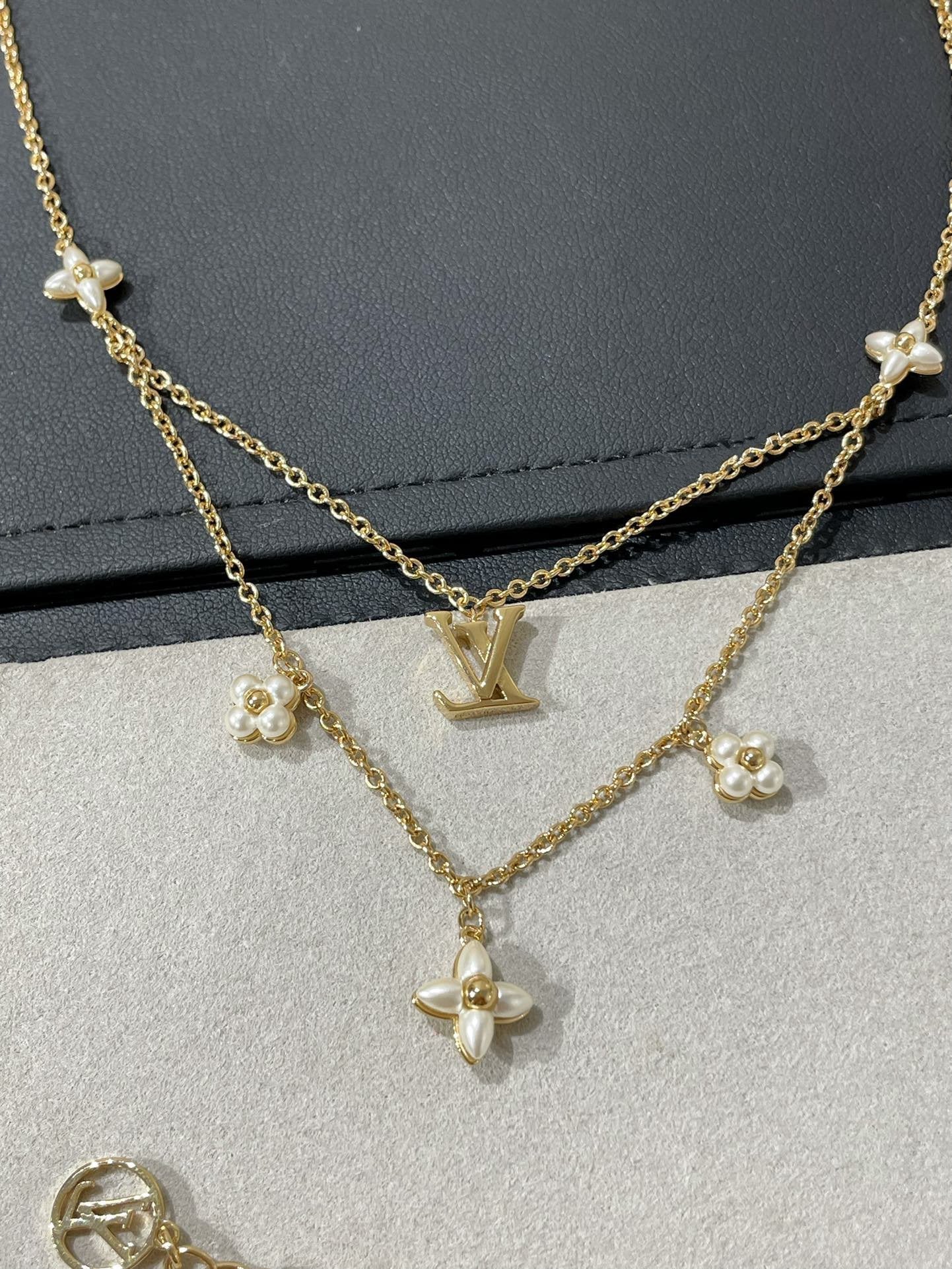 [Clover Jewels]FLOWERGRAM GOLD MOP DOUBLE ROW NECKLACE