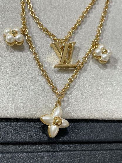 [Clover Jewels]FLOWERGRAM GOLD MOP DOUBLE ROW NECKLACE