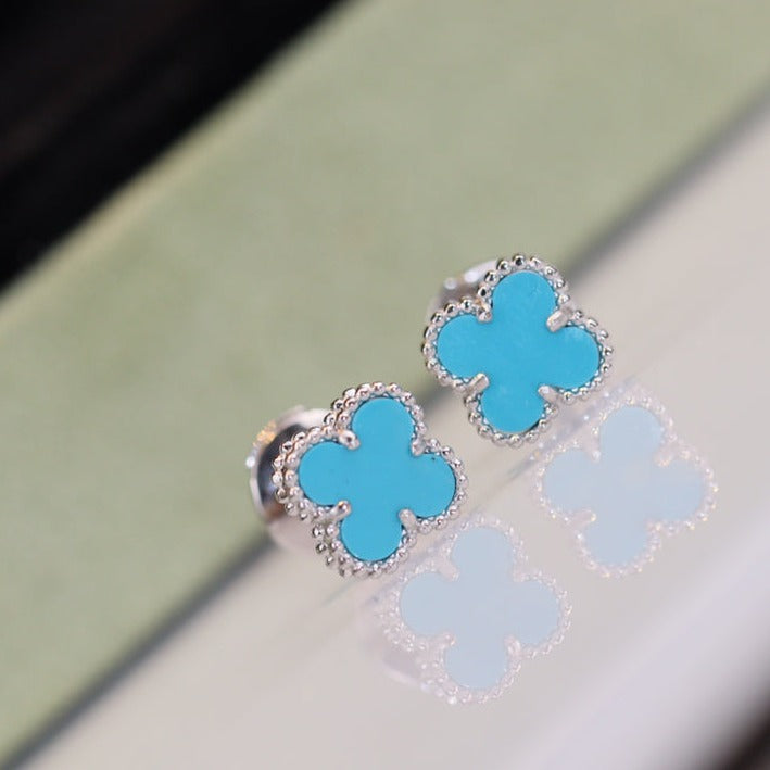 [Clover Jewels]CLOVER MINI TURQUOISE SILVER STUD EARRINGS