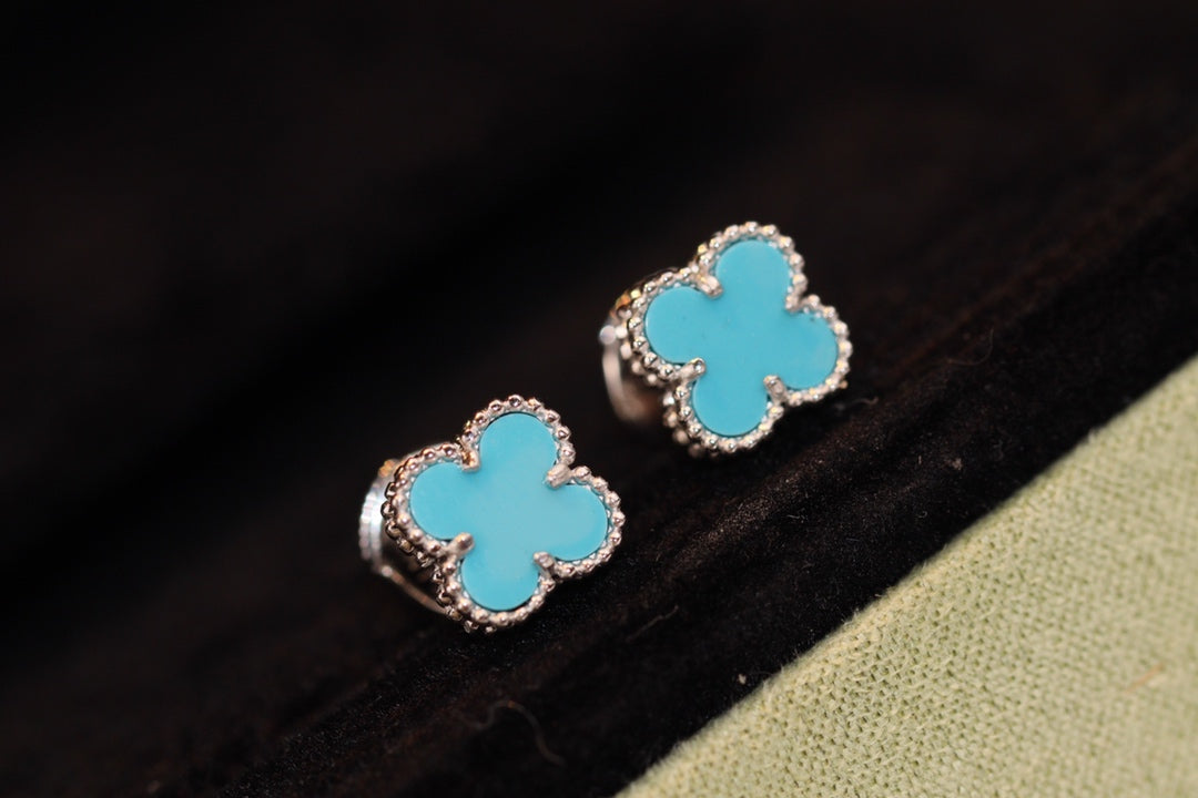 [Clover Jewels]CLOVER MINI TURQUOISE SILVER STUD EARRINGS