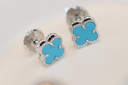 [Clover Jewels]CLOVER MINI TURQUOISE SILVER STUD EARRINGS