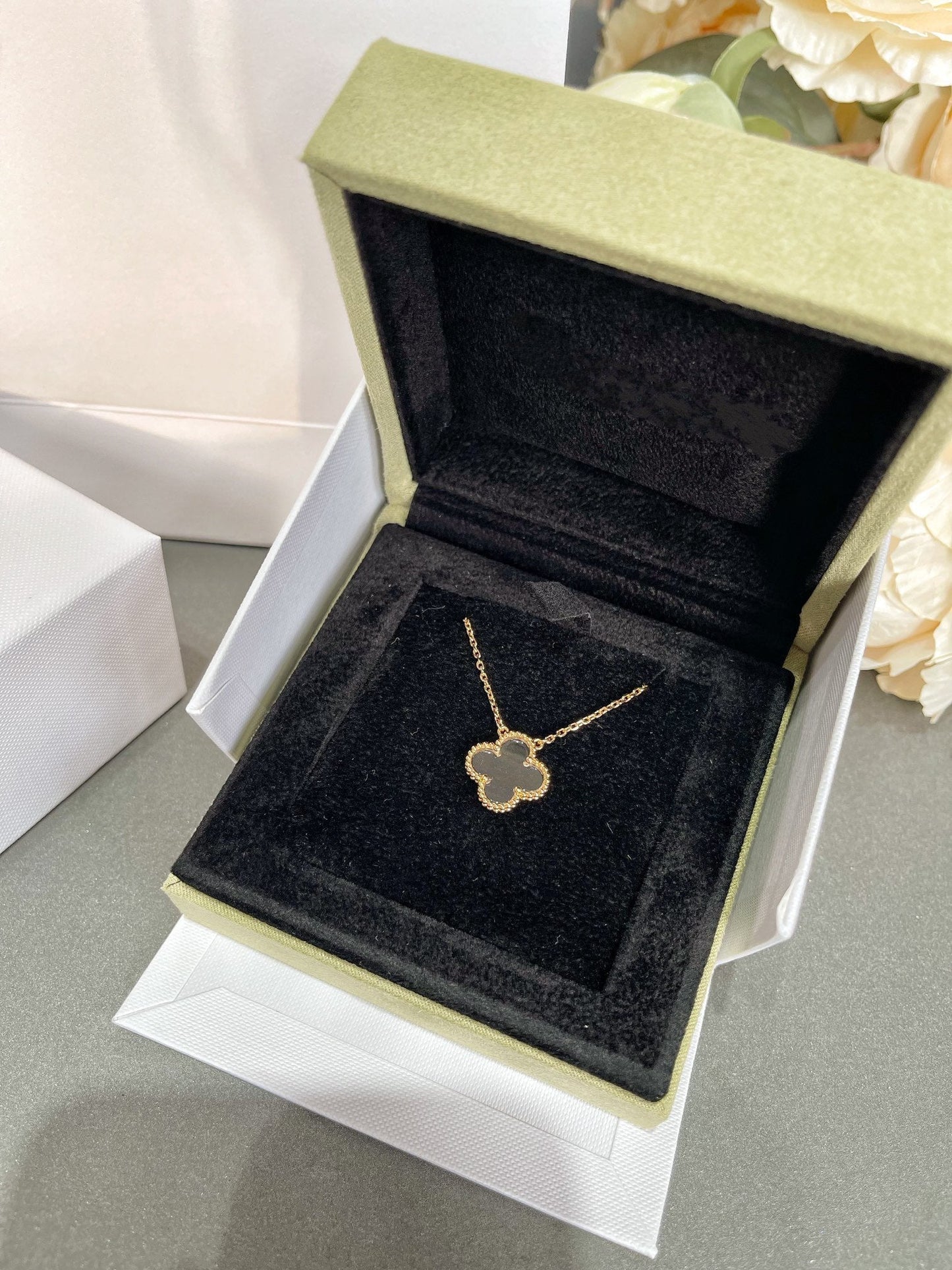 [Clover Jewels]CLOVER ROCK CRYSTAL ROSE GOLD NECKLACE