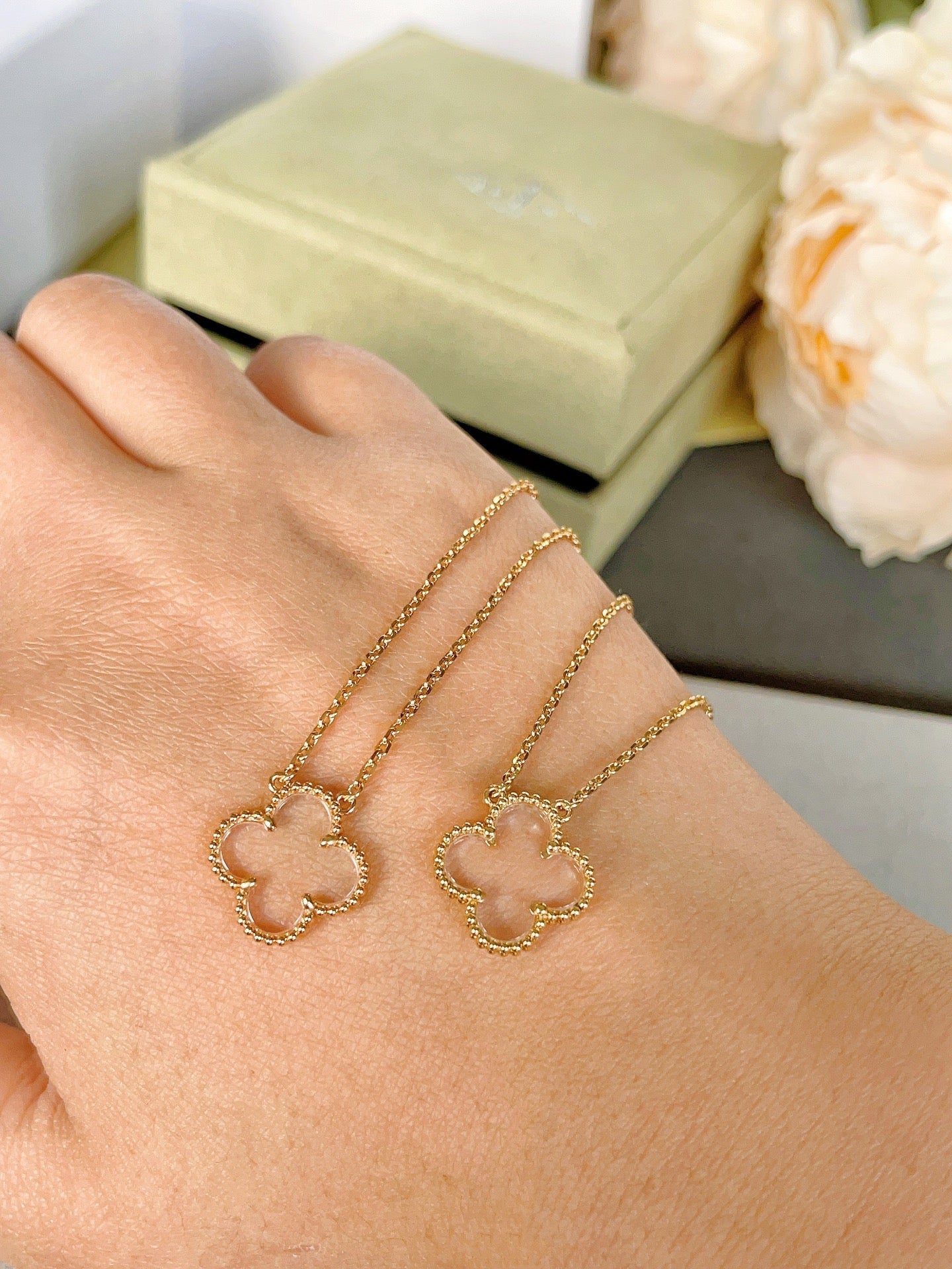 [Clover Jewels]CLOVER ROCK CRYSTAL ROSE GOLD NECKLACE