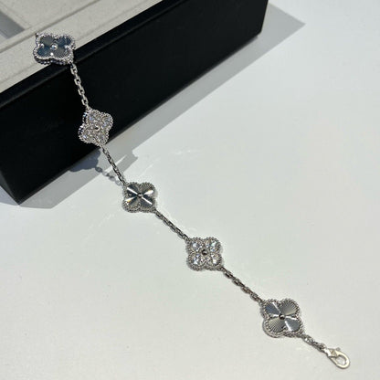 [Clover Jewels]CLOVER 5 MOTIF SILVER DIAMOND BRACELET