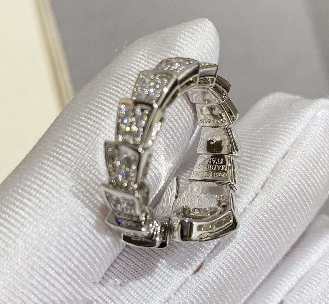 [Clover Jewels]SERPENTI LARGE RING SILVER DIAMOND PAVED