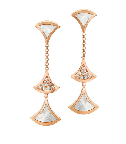 [Clover Jewels]DREAM EARRINGS 3 MOTIFS DIAMOND MOP PINK GOLD