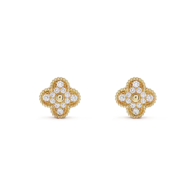 [Clover Jewels]CLOVER MEDIUM 1 MOTIFS FUll DIAMOND EARRINGS