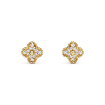 [Clover Jewels]CLOVER MEDIUM 1 MOTIFS FUll DIAMOND EARRINGS