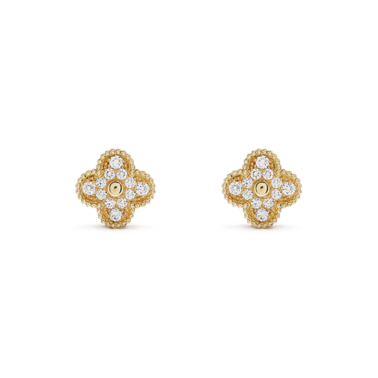 [Clover Jewels]CLOVER MEDIUM 1 MOTIFS FUll DIAMOND EARRINGS