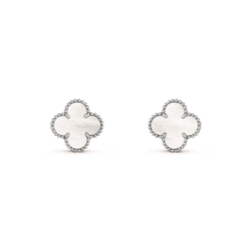 [Clover Jewels]CLOVER MEDIUM 1 MOTIFS  WHITE MOP EARRINGS SILVER