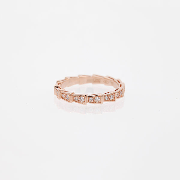 [Clover Jewels]SERPENTI RING PINK GOLD DIAMOND PAVED 3MM