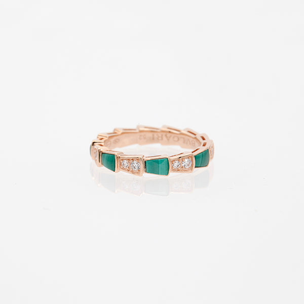 [Clover Jewels]SERPENTI RING PINK GOLD MALACHITE DIAMOND 3MM