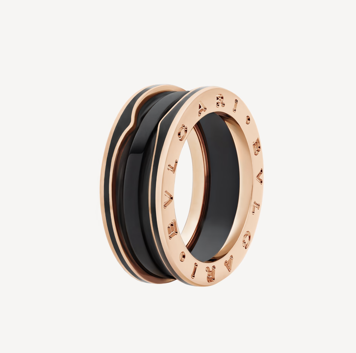 [Clover Jewels]ZERO 1 TWO-BAND WITH MATTE BLACK CERAMIC PINK GOLD RING