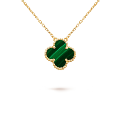 [Clover Jewels]CLOVER 15MM MALACHITE SINGLE FLOWER  NECKLACE