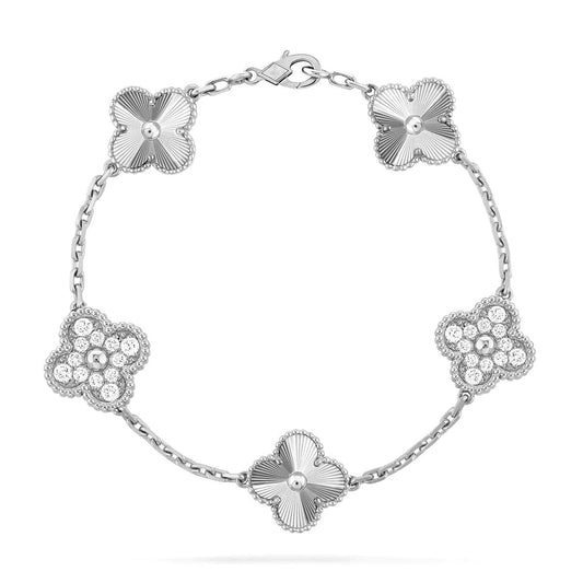 [Clover Jewels]CLOVER 5 MOTIF SILVER DIAMOND BRACELET