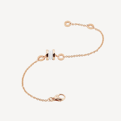 [Clover Jewels]ZERO 1 SOFT PINK GOLD AND WHITE CERAMIC BRACELET