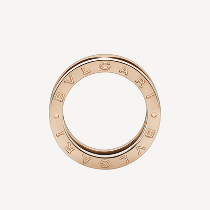 [Clover Jewels]ZERO 1 TWO-BAND LOOPS AND BLACK CERAMIC PINK GOLD RING