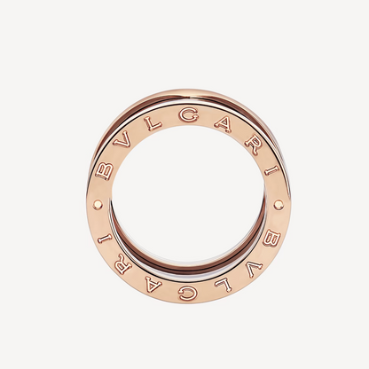 [Clover Jewels]ZERO 1 FOUR-BAND LOOPS AND BLACK CERAMIC SPIRAL PINK GOLD RING