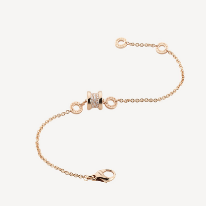 [Clover Jewels]ZERO 1 SOFT PINK GOLD WITH PAVED DIAMONDS ON THE SPIRAL BRACELET