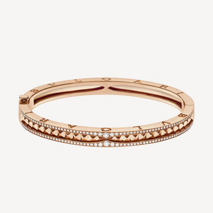 [Clover Jewels]ZERO 1 SPIRAL AND PAVED DIAMOND PINK GOLD BRACELET