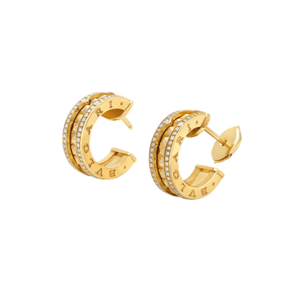 [Clover Jewels]ZERO 1 ROCK GOLD EARRINGS WITH STUDDED SPIRAL AND PAVED DIAMONDS