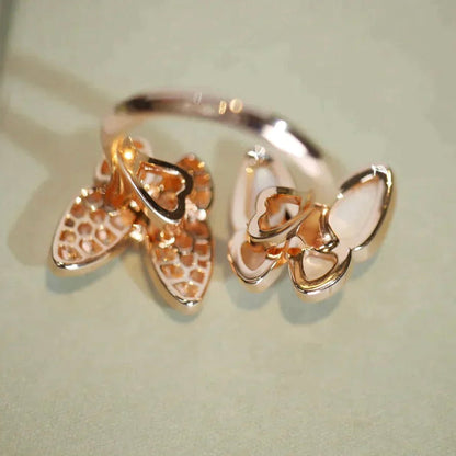 [Clover Jewels]TWIN BUTTERFLY DIAMOND MOP RING