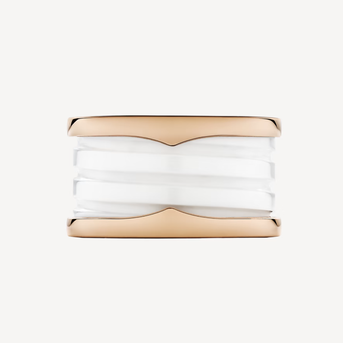 [Clover Jewels]ZERO 1 FOUR-BAND LOOPS AND WHITE CERAMIC SPIRAL PINK GOLD RING