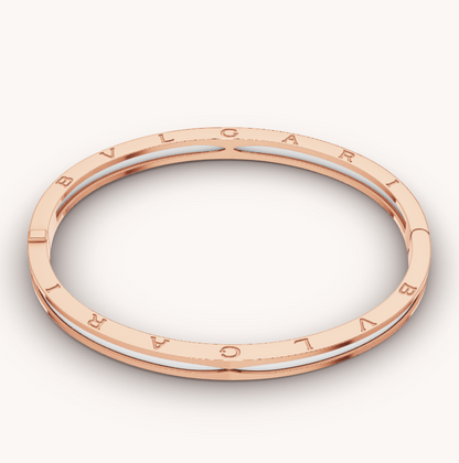 [Clover Jewels]ZERO 1 PINK GOLD WITH WHITE CERAMIC BRACELET