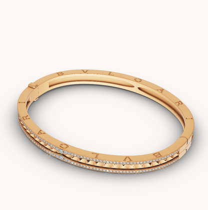 [Clover Jewels]ZERO 1 SPIRAL AND PAVED DIAMOND GOLD BRACELET