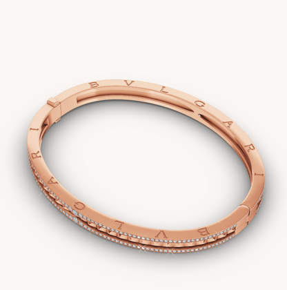 [Clover Jewels]ZERO 1 SPIRAL AND PAVED DIAMOND PINK GOLD BRACELET