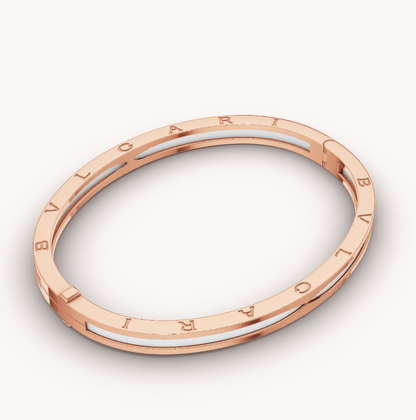 [Clover Jewels]ZERO 1 PINK GOLD WITH WHITE CERAMIC BRACELET