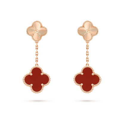 [Clover Jewels]CLOVER 2 MOTIF  LASER CARNELIAN EARRINGS