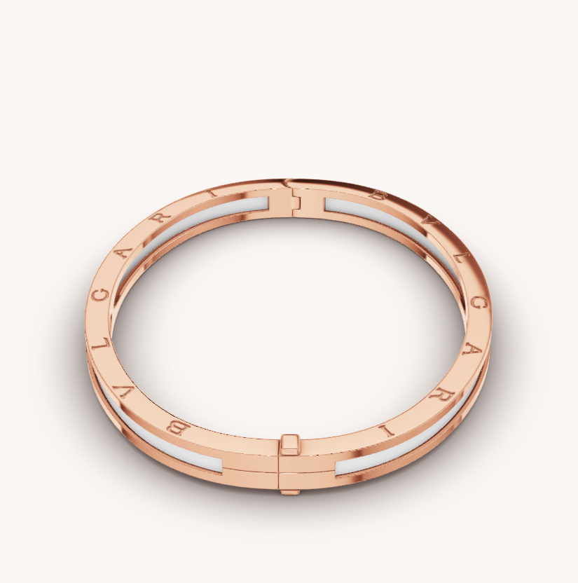 [Clover Jewels]ZERO 1 PINK GOLD WITH WHITE CERAMIC BRACELET