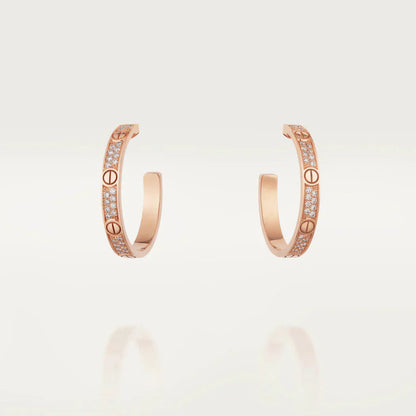 [Clover Jewels]LOVE DIAMOND PINK GOLD HOOP EARRINGS