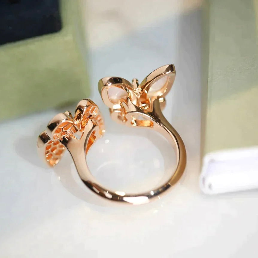 [Clover Jewels]TWIN BUTTERFLY DIAMOND MOP RING