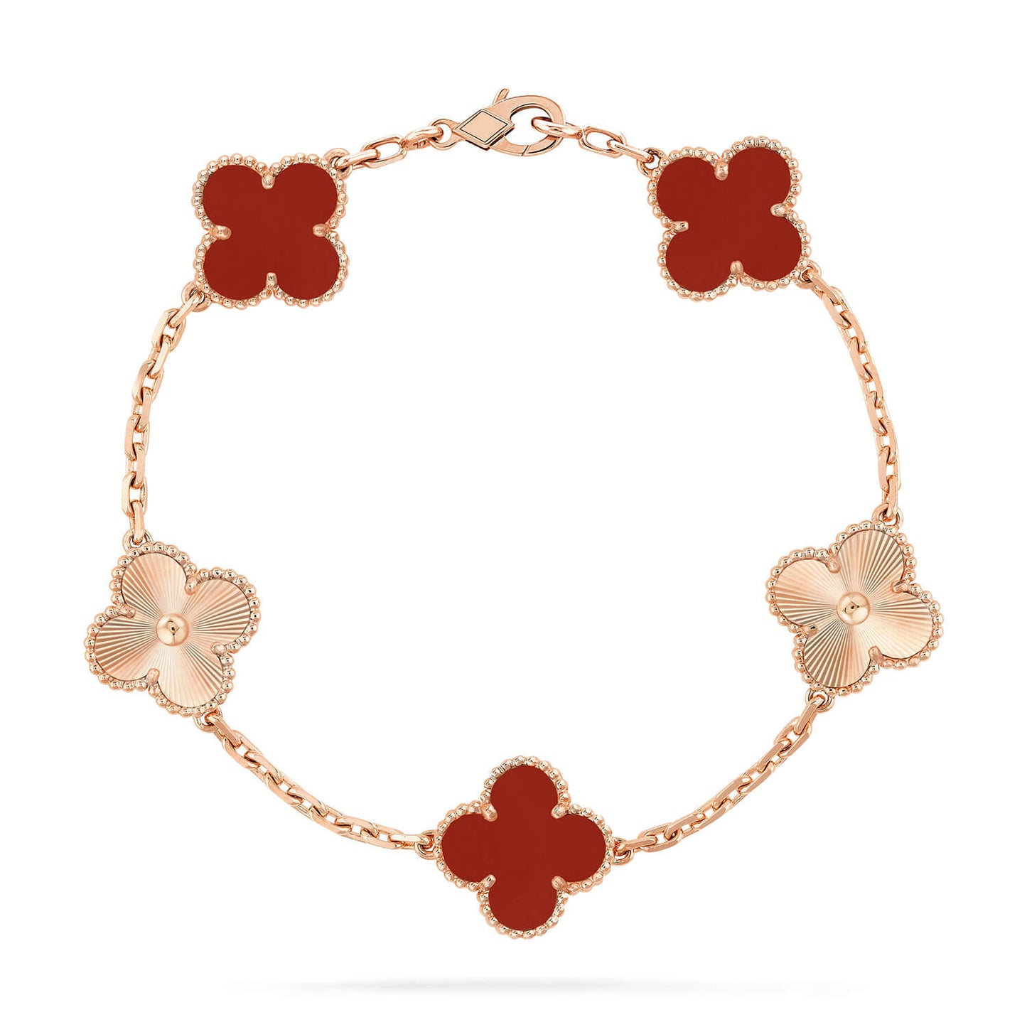 [Clover Jewels]CLOVER  5 MOTIFS CARNELIAN GOLD BRACELET