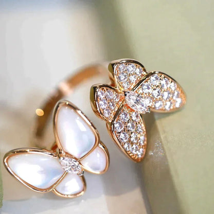 [Clover Jewels]TWIN BUTTERFLY DIAMOND MOP RING