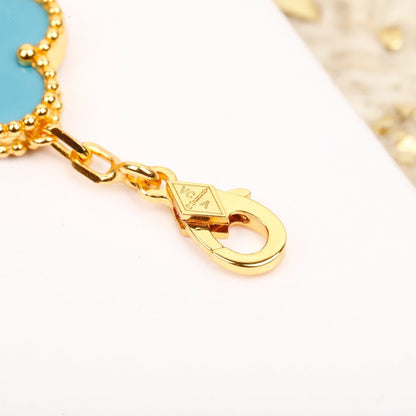 [Clover Jewels]CLOVER 5 MOTIF TURQUOISE DIAMOND GOLD BRACELET