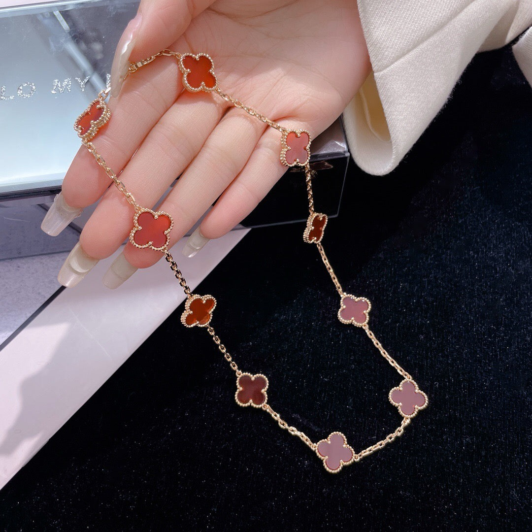 [Clover Jewellry]CLOVER 10 MOTIFS CARNELIAN NECKLACE