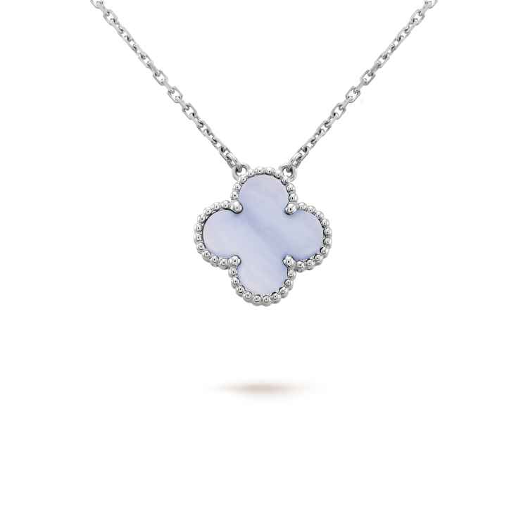 [Clover Jewels]CLOVER 15MM BLUE CHALCEDONY NECKLACE SILVER