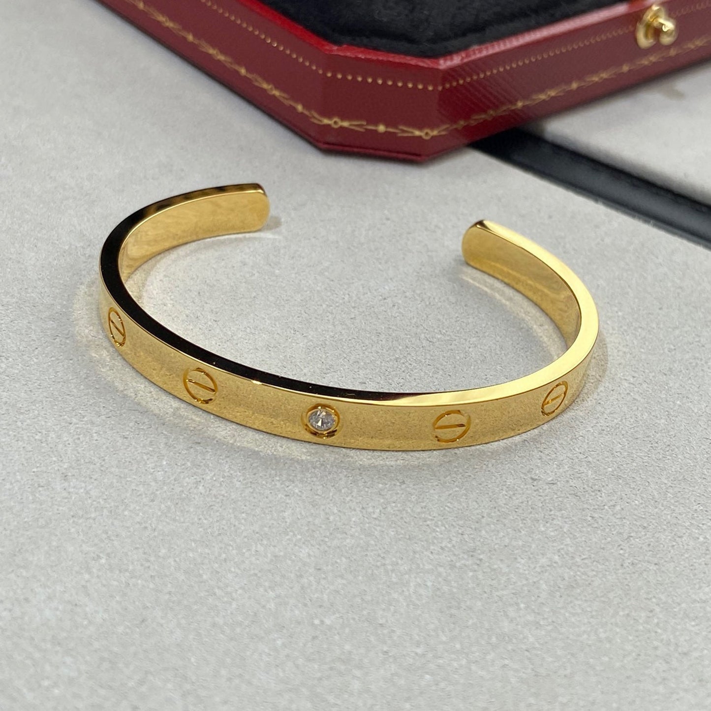 [Clover Jewels]LOVE BRACELET 6.1MM 1 DIAMOND OPEN CUFF